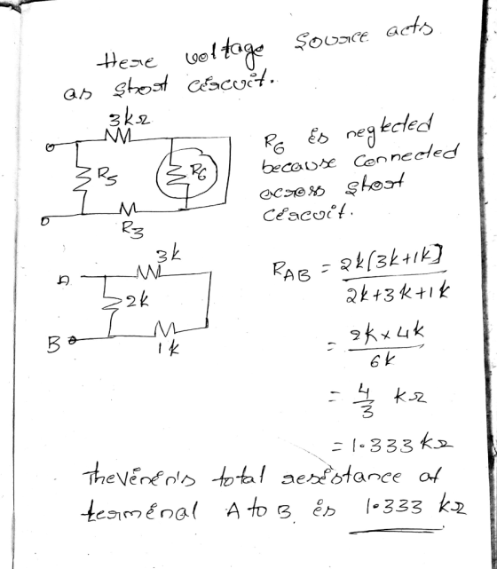 Here cottage Soune acts as shost cescuct. Ro Es neglected because connected extess shoot Cescuit. RAB=2k(3k+1k] 2k +3 krik 2k
