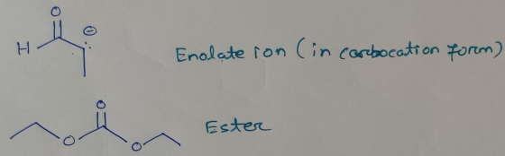 Enolate ion (in carbocation forum) Ester