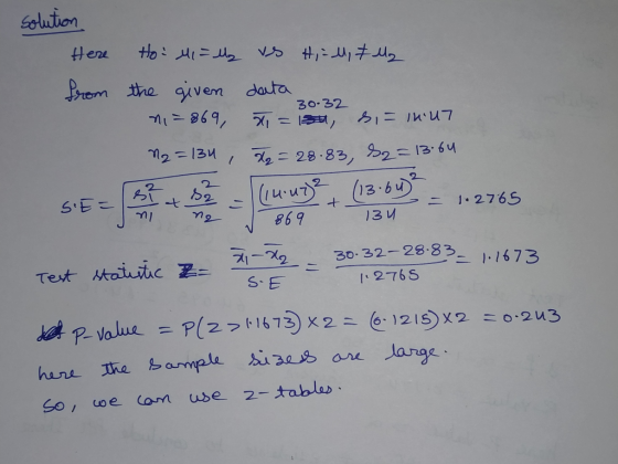 solution Heru Prom the givem data 30-32 1869 1IU7 2134 228.83, 213.64 2 S.EE + 1.2765 13 M lu 698 30.32-28 831.1673 Test Maiu