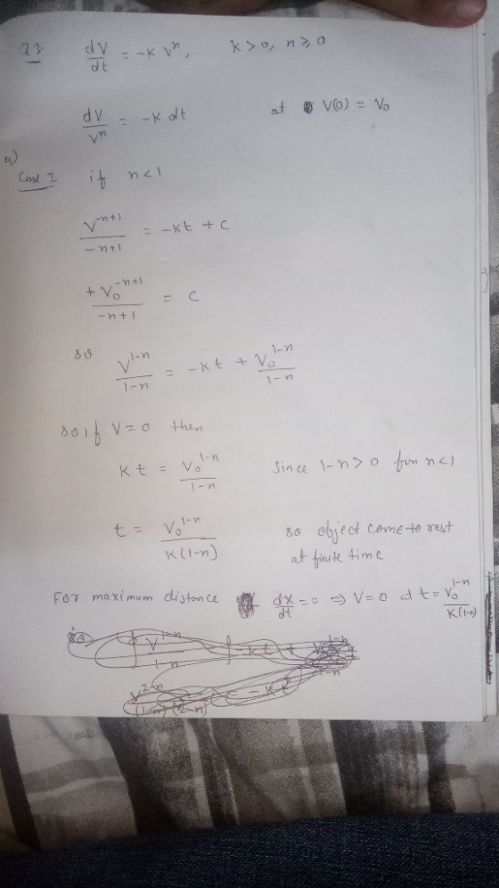 dv kso, no at Vo) = Vo . = -K at in Close I if nel = -kt te nt - + + + V -nti so vln Inn xt & Vor -Rt + In In soif v=o then k