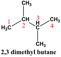 CH3
3
CH
CH3
1
2 H
Hас
CH3
2,3 dimethyl butane
