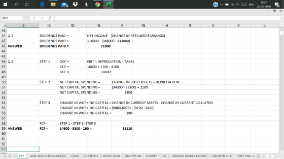 C ENG 10:57 26-05-2020 15 18 Х IB63 X fx ІВ IC ID IE IF IG ΠΗ UJ IK IL = 40 41 Q.7 42 DIVIDENDS PAID = DIVIDENDS PAID = DIVID