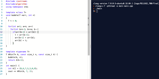#include <iostream> #include<algorithm> using namespace std; clang version 7.0.0-3-ubuntu0.18.04.1 (tags/RELEASE_700/final ?