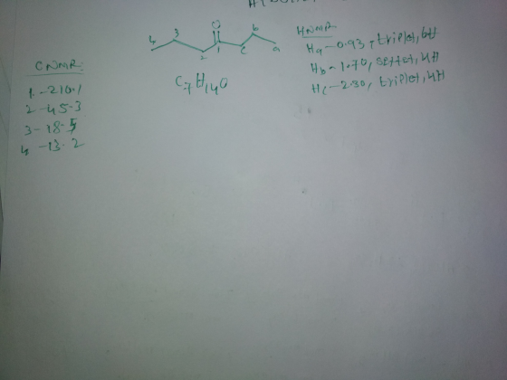 TUTU Home C & CNMR Hg-0.93 - triplet, bet Hy alotto, settet, ut H₂ -2.30, triplet, 4H C7H140 1-21001 2 -45-3 3-18-15