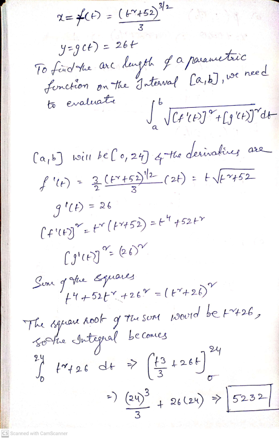 3 2=*() = (+*+52) 2 y=g(t): 264 To find the are length of a parametric fonction on the Interval [a, b], we need to evaluate b