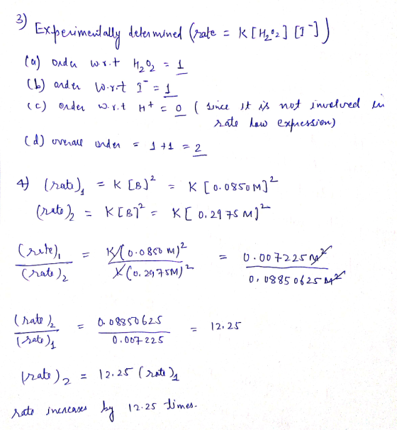 9 Experimentally determined (fate = k [ 14,02] (1-3) (a) onde wort H₂O2 = 1 (b) onder Wort 1 - 1 in (c) onder wort Htoo l sin