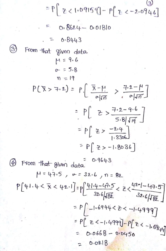 - 6.8443 3 From that ven data H: 9.6 o- = 5.8 = 19 1.2 ,2-9.6 0963 ④ From that-given data 326雁 32.4罹 = pf-1-6944くとくー1,4999 0668-010450 2 0.0218