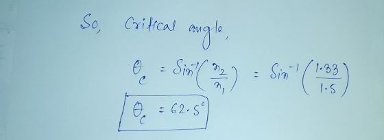 (en.= .48 So, Critical angle,