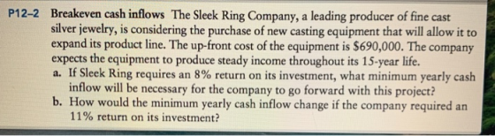 breakeven-cash-inflows-the-sleek-ring-company-a-leading-producer-of