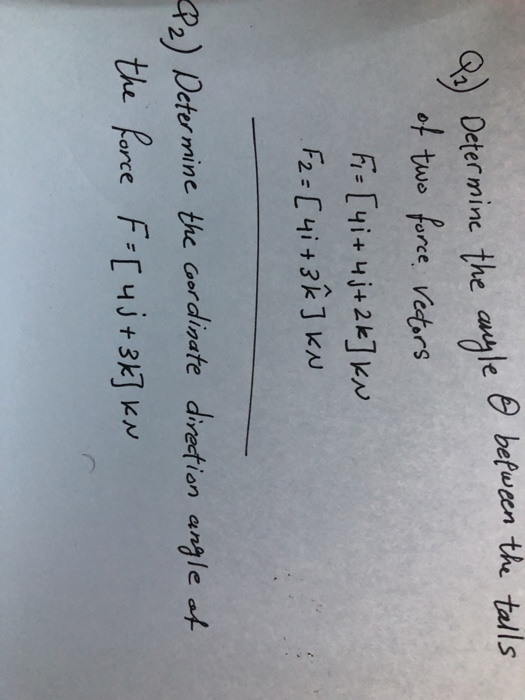 G) Determine the angle θ between the talls t twe farce votars cter min Cordinate di ret ion anale the force F4+3