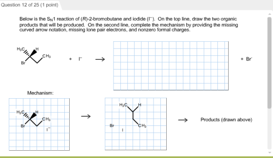 Below is the SN1 reaction of (R)-2-bromobutane and