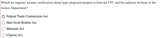 Which act requires advance notification about large proposed mergers to both the FTC and the antitrust division of the Justic