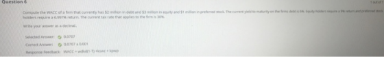 Question & terred stock. The currentyd torty on the firms debt fo r um and preferred stock Compute the WACC of a firm that cu