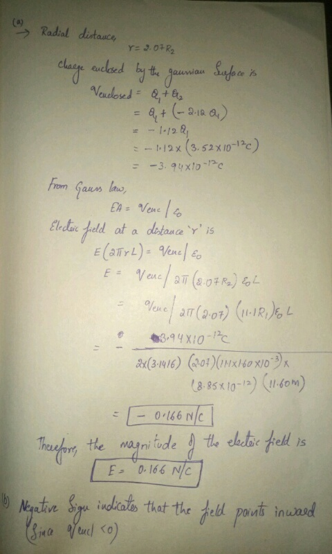 (9う Radial ditance, r- 201R2 こー1-12x (3.52 x 10-12c) 3.9 4 X 10-1を I) 01)I o-166 NIC. - That 巧tle magnitude a tle elatic tell is E-0 166 N akve Sir indicate, that the eld point inund