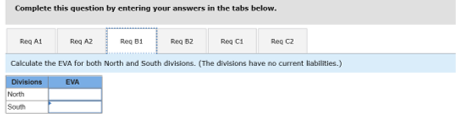 Complete this question by entering your answers in the tabs below. Reg A1 Req AZ Req B1 Reg B2 Reg C Reg C2 Calculate the EVA