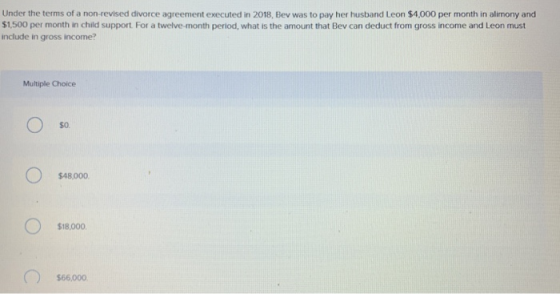 Under the terms of a non-revised divorce agreement executed in 2018. Bev was to pay her husband Leon $4,000 per month in alim