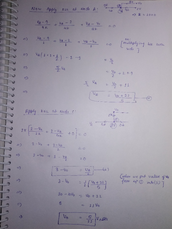 rokovo Now Apply kul at No de A? 4 4. 02V -> K=1000 VA-9 - 2 + + A- Vo 4 412 VA 9 - + A-2 + UA-lo on: multiplying hik both 8