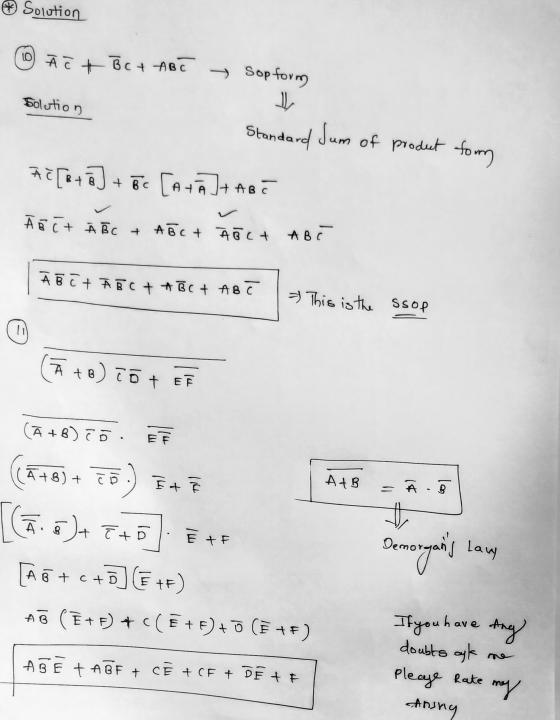 ☆ Solution 10 À i + BC + ABC - Sopform 1 Solution Standard dum of produt from AT[et a] - + Bc [ATĀ Jt ABC ✓ ĀŠīt À BC + ABC +