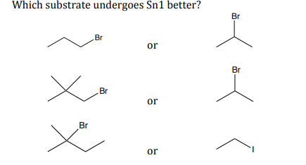 Which substrate undergoes Sn1 better? 〈