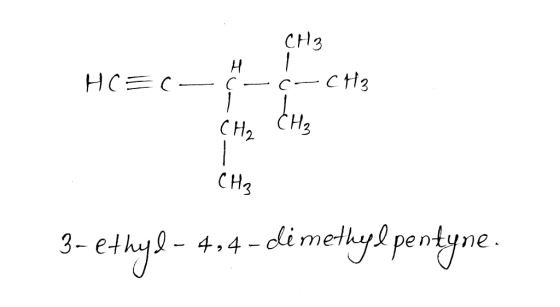 CH3 Н cCti3 1 CH2 1 CH3 HC C 4.4-dimethyl pentyne. 3- ethy
