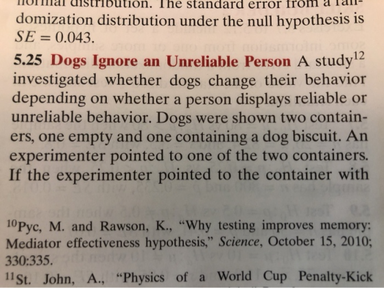 TIUITI Uistribution. The standard error from a tal- domization distribution under the null hypothesis is SE = 0.043. 5.25 Dog