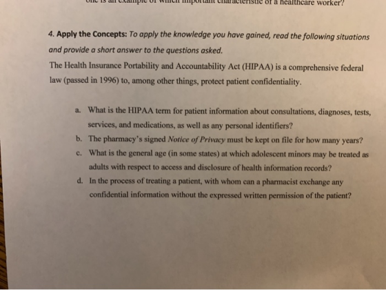 VINIS V VI WC Pula Calelisul I a healthcare worker? 4. Apply the Concepts: To apply the knowledge you have gained, read the f