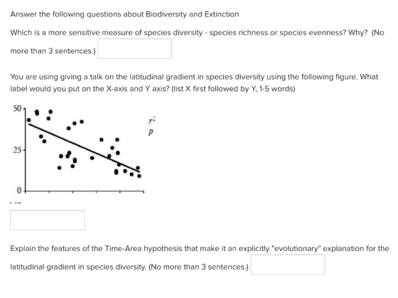 Answer the following questions about Biodiversity and Extinction Which is a more sensitive measure of species diversity - spe