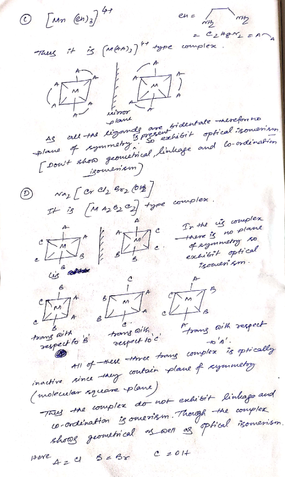 © [mm (enda) 4 ens 2 NILA2 2e248-L FANA Thus it is (MAA);] et type complex. Missor plame s present AS all the ligands are bid