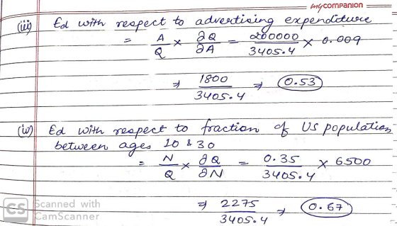 T in Ed with = mycompanion respect to advertising expenditure -Axa - að0000 x-0.009 1800 3405.4 0.53 (W) Ed with I between re