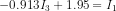 -0.913I_3+1.95=I_1