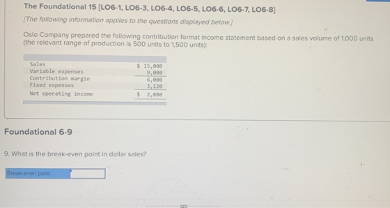 The Foundational 15 (L06-1, L06-3, L06-4, LO6-5, LO6-6, LO6-7, LO6-8) [The following information applies to the questions dis