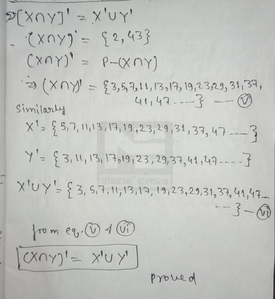 &xny] Xuy exny) = {2,43} (any) = P-XnY) 3) (x nye = { 3,5,9,14,13,17,19,23,29, 31, 32, 42,47----} ♡ Similarly X> {5,7,11