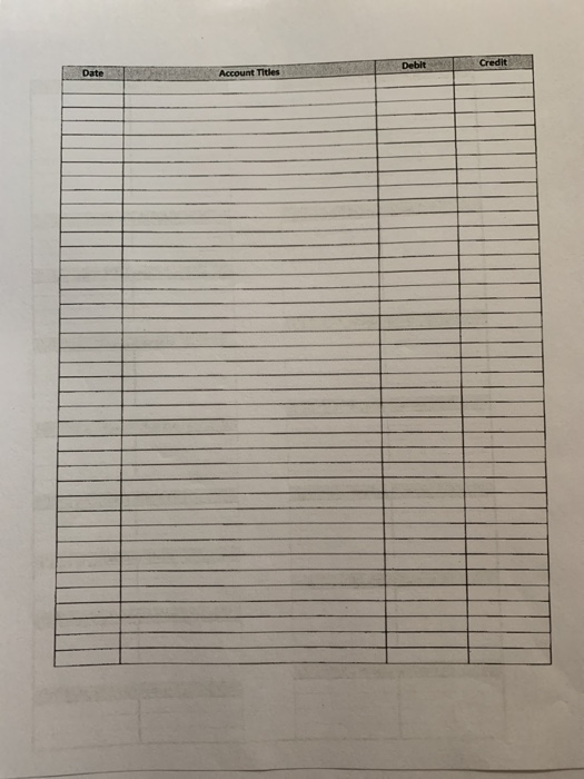 Credit Debit Date Account Titles