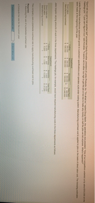 Dont tell me weve lost another bid exclaimed Sandy Kovallas, president of Lerko Products, Incm afraid so, replied Doug Ma