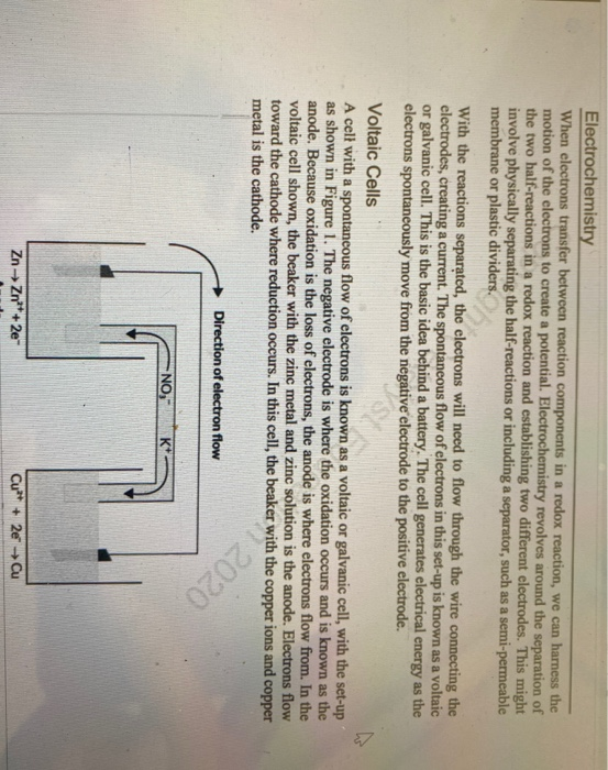 Electrochemistry When electrons transfer between reaction components in a redox reaction, we can harness the motion of the el