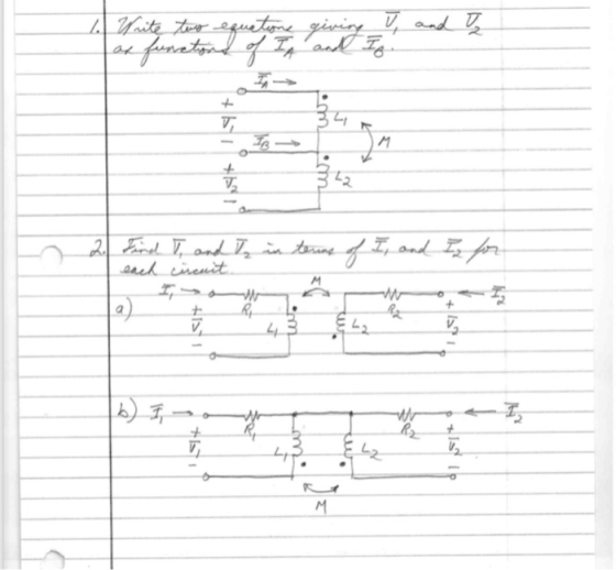 Write tuo V, and I equatione giving equal and I in Find I and I each circuit St PS1