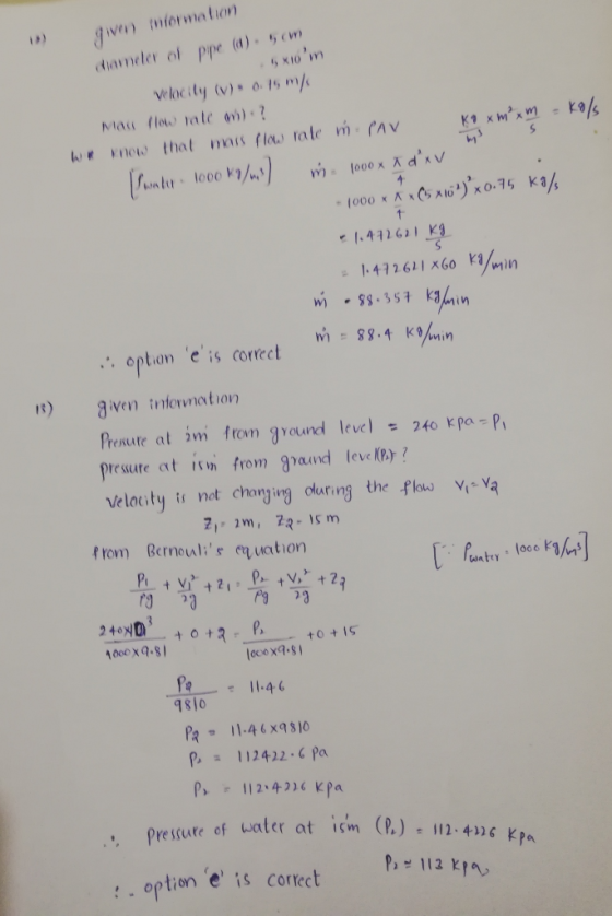 12 Water Flows In A 5 cm diameter Pipe At A Velocity Of 0 75 M s The 