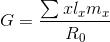 G=\frac{\sum xl_{x}m_{x}}{R_{0}}