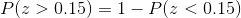 P(z>0.15) =1-P(z<0.15)