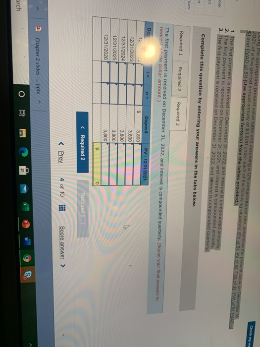 Using the appropriate present value table and assuming a 12% annual interest rate, determine the present value on December 3