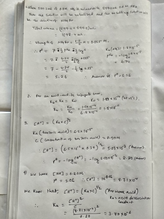 4. When 599.2 ml of 0.11M Nit is mixed with $99.2 me olln HBB then the solution will be nutralised and the resulting solution