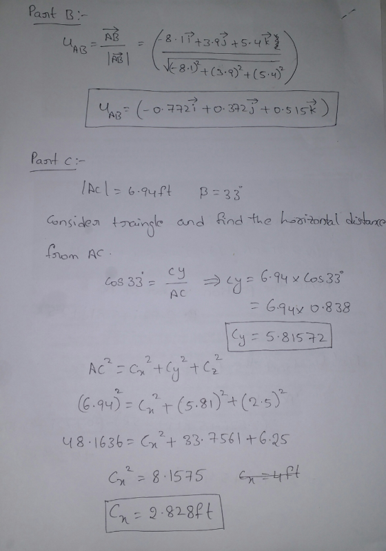 Paat B:- AB Pant c conside づaingle and Rnd the h an ortal dis4aro lom A 70 644 0 838 Cy 5.81572 2 2 2 (G.qv): (nt (5.8泓@sY 48 1636- Cx+33 7561+69S 5.81)(2.S 9.828P