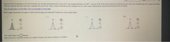 Assume that the readings on the thermometers are normally distributed with a mean of O and standard deviation of 100C. Assum