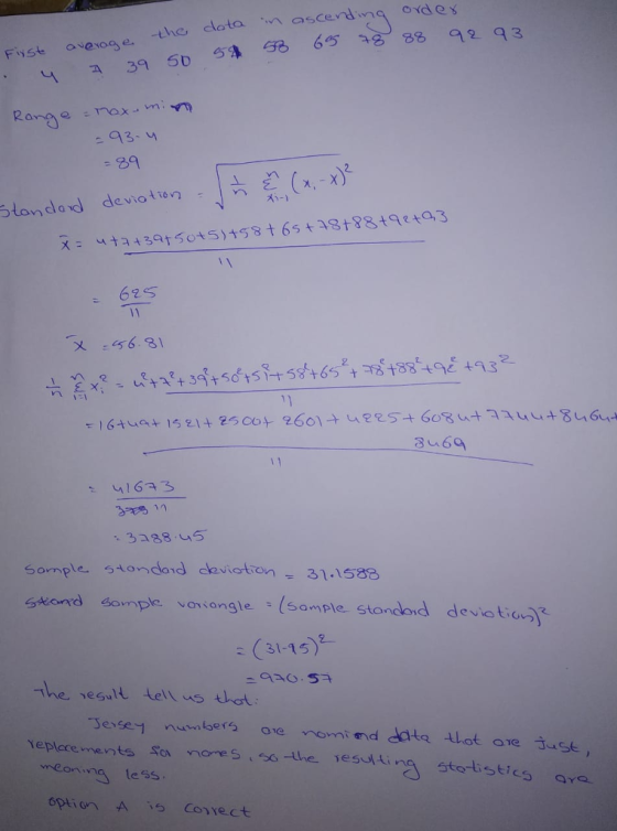-the dota ascerdimg ordey GB 65 88 92 93 -29 ㄨ -656.BI Somple ple sandond ceviation-31.1532 : (3-15)L 2 ㄱhe esult teltos that. mening less 6ption A Corect