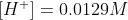 [H^+]=0.0129M