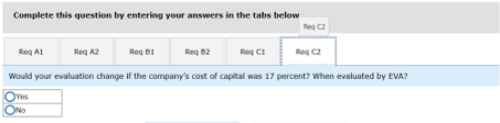 Complete this question by entering your answers in the tabs below Regal Reg A2 Req B1 ReqB2 Reg Ca Reg2 Would your evaluation