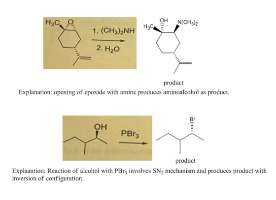 H3CO OH N(CH3)2 нас, 5 , 1. (CH3)2NH 2. HO product Explanation: opening of epoxide with amine produces aminoalcohol as produc
