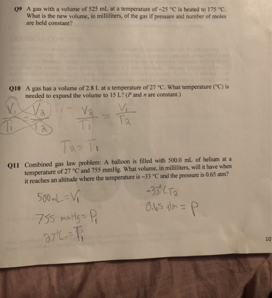 09 A gas with a volume of 525 mL at a temperature of -25 °C is heated to 175 °C. What is the new volume, in milliliters, of t