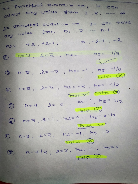 n- Princbas quantu m no, can ado1p any valus 1 azimuthal antm no. have ,1,2 - n- Calua any -1 O.-0-1 -Q me= ms= -1/2 me 1 3 n