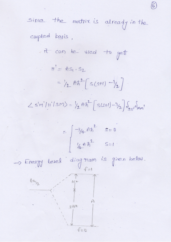 since the matrix is already in the coupled basis it can be used to get Hm As, S2 =lz [s(s+1) =>] <smlu/smy) = y^k (sest)